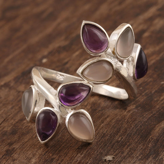 Leafy Glory Gemstone Cocktail Ring in Sterling Silver