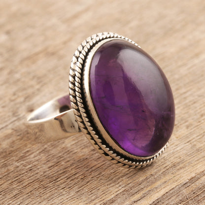 Sweet Glory Oval Amethyst Cabochon Cocktail Ring