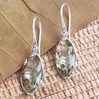 Nepenthes in Green Checkerboard Faceted Prasiolite Drop Earrings