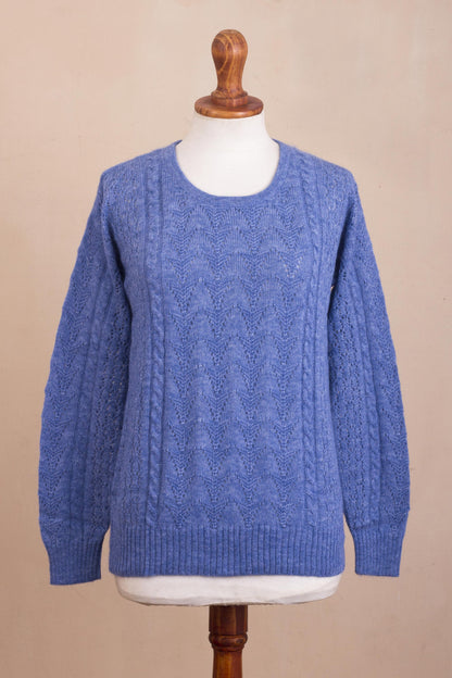 Distinction in Blue Heather Blue Baby Alpaca Blend Sweater