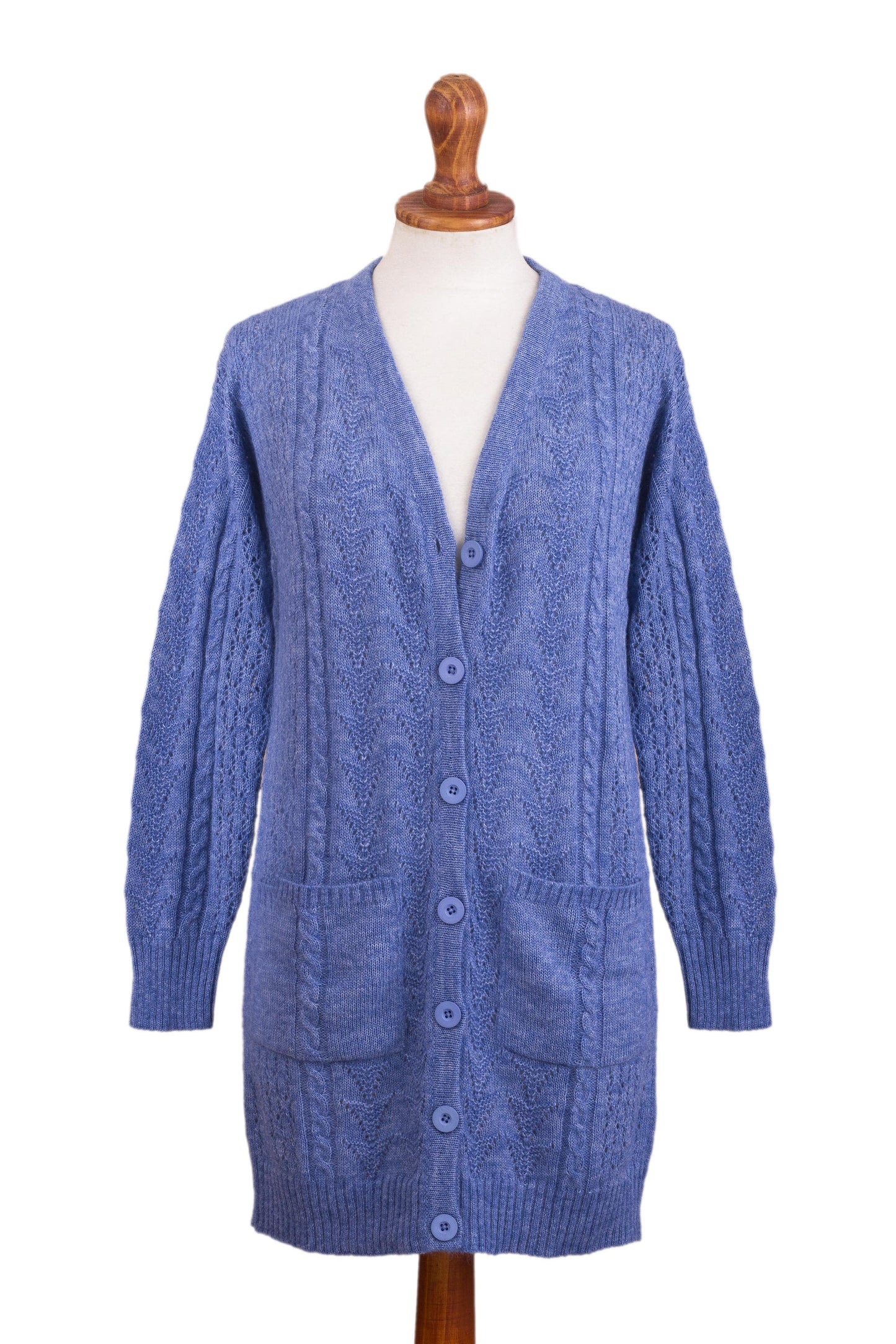 Eminence in Blue Blue Baby Alpaca Blend Cardigan Sweater