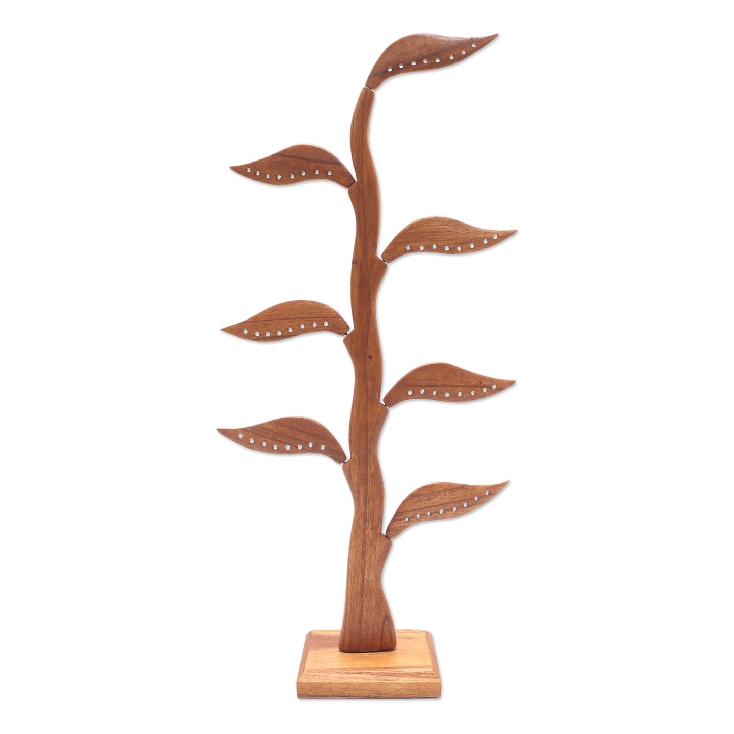 Daun Salam in Brown Handmade Jempinis Wood Leaf-Themed Jewelry Holder (21 Inch)