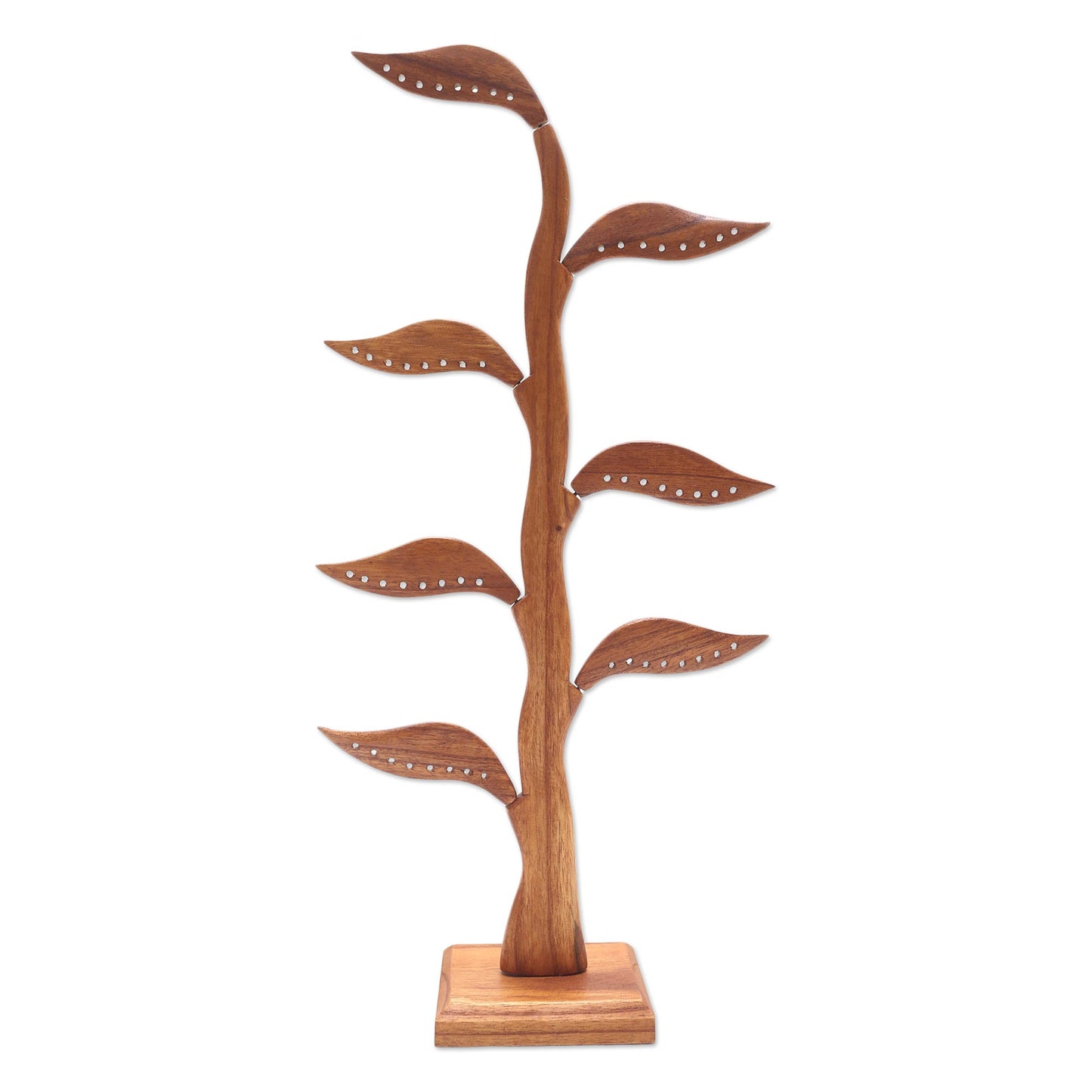 Daun Salam in Brown Handmade Jempinis Wood Leaf-Themed Jewelry Holder (21 Inch)