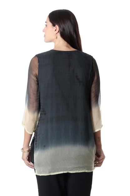 Magical Glamour Tie-Dyed Viscose Tunic with Glass Bead Detail