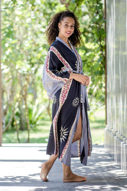 Chakra Burst Belted Batik Rayon Robe from Bali