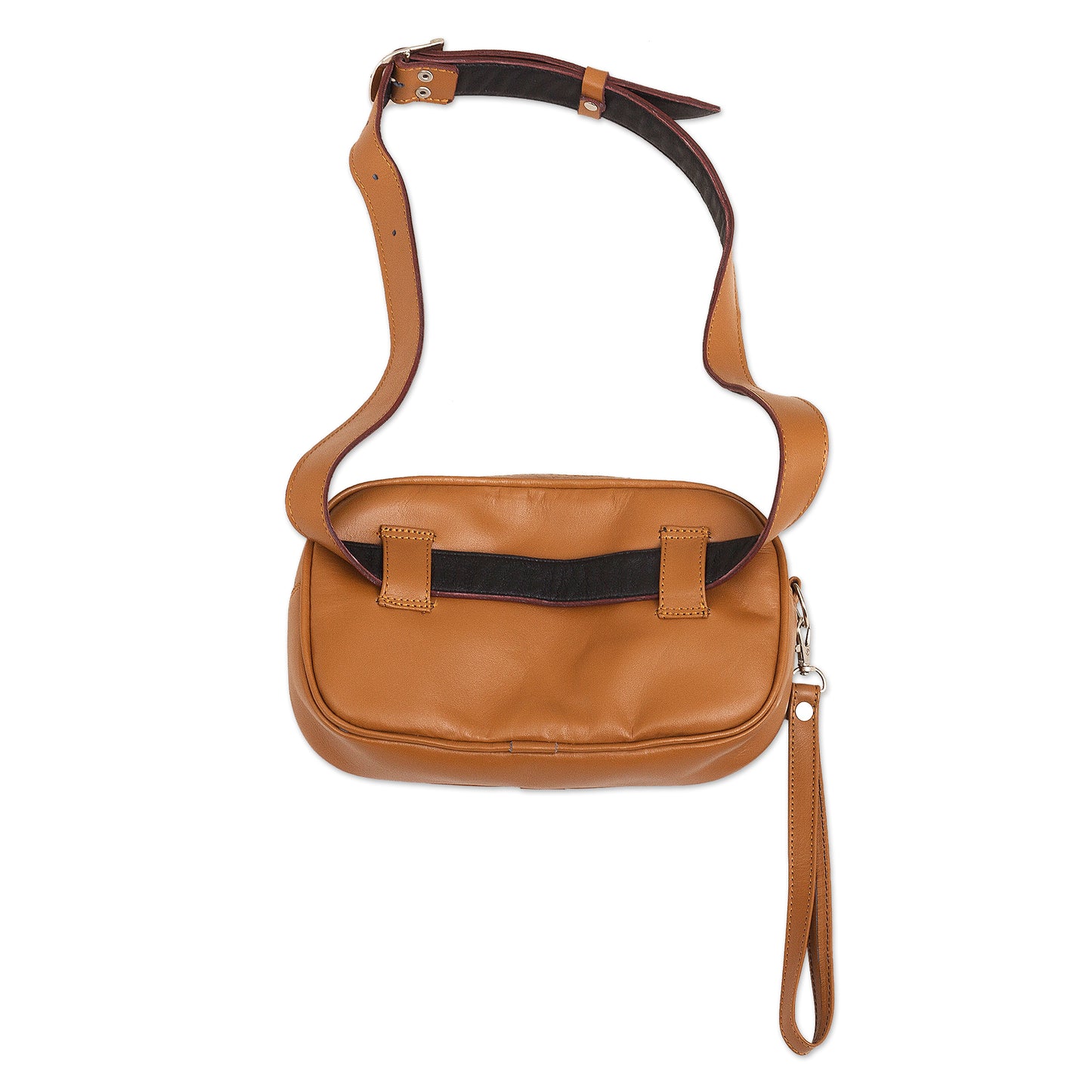 Double Duty Saddle Brown Belt Bag and Wristlet from Peru