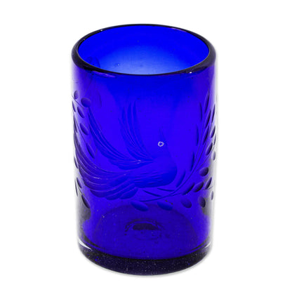Paloma Azul Etched Blue Blown Glass Tumblers (Set of 6)