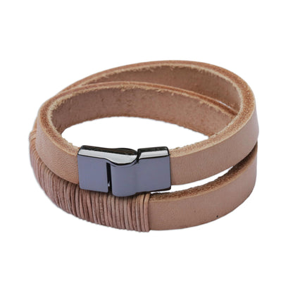 Carioca Chic Wrap Bracelet in Buff-Colored Leather