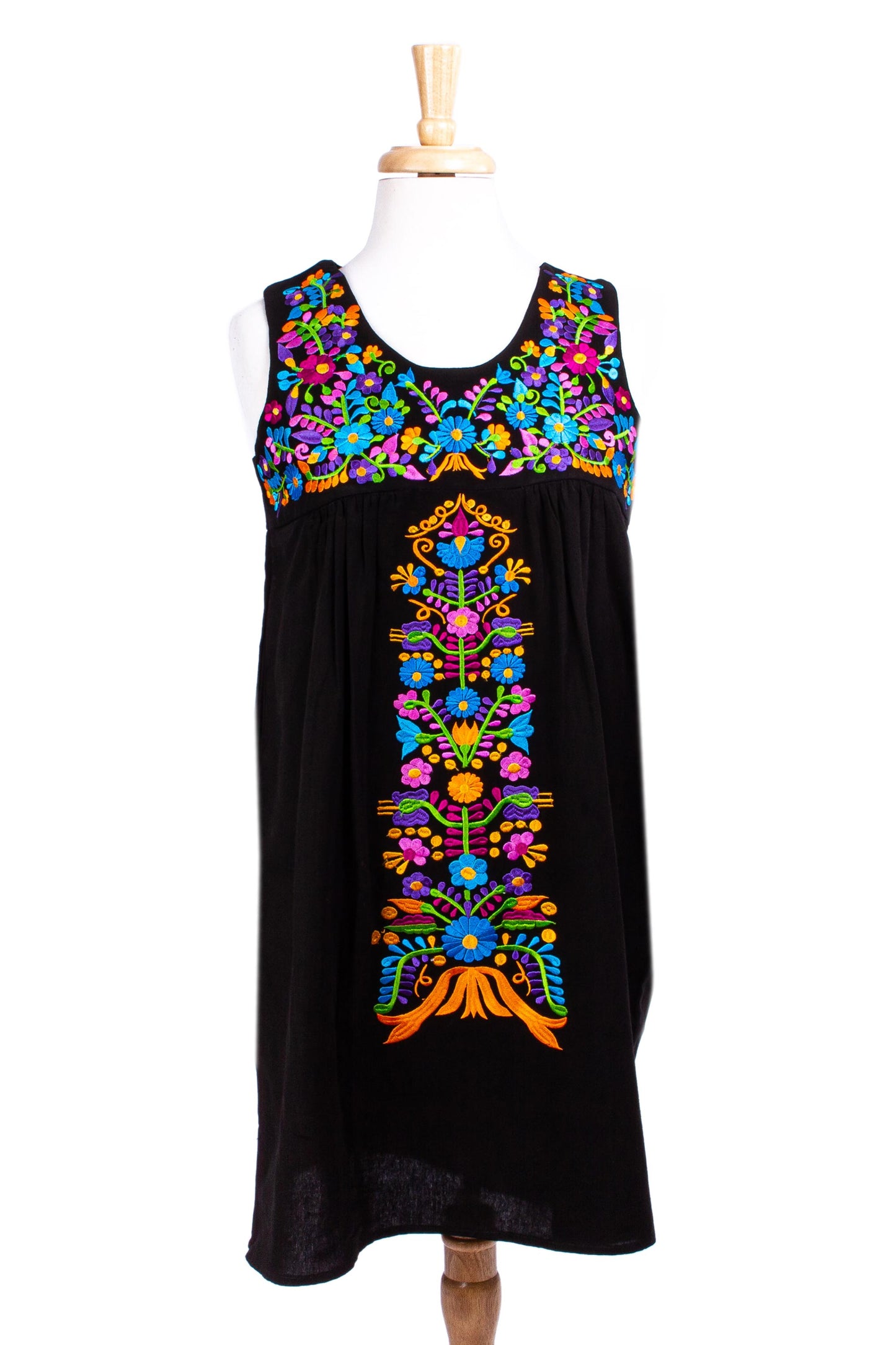 Chapala Breeze Sleeveless Embroidered Black Dress