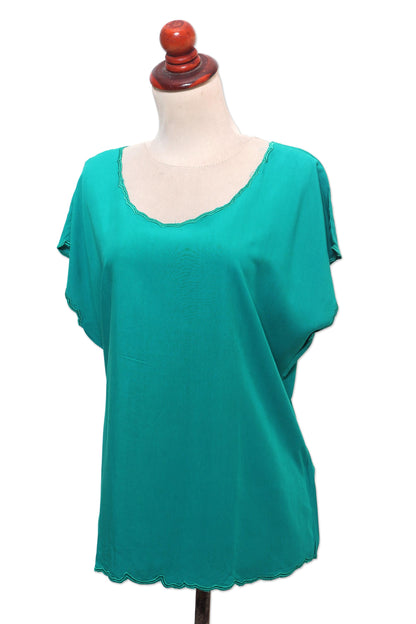Timeless Tee in Green Green Short-Sleeved Rayon Blouse