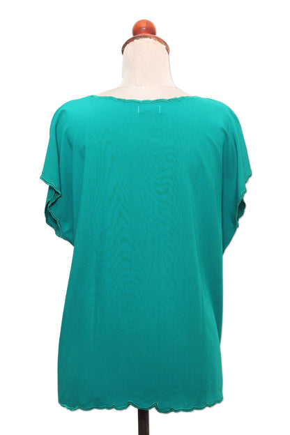 Timeless Tee in Green Green Short-Sleeved Rayon Blouse