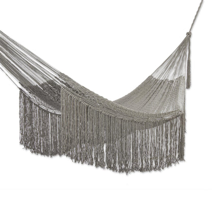 Cascade in Grey Grey Rope Hammock with Fringe (Double)