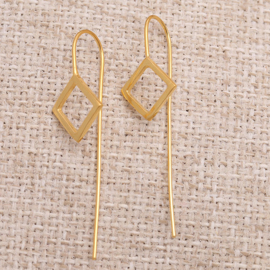 Symmetrical Geometry Handmade Gold-Plated Drop Earrings
