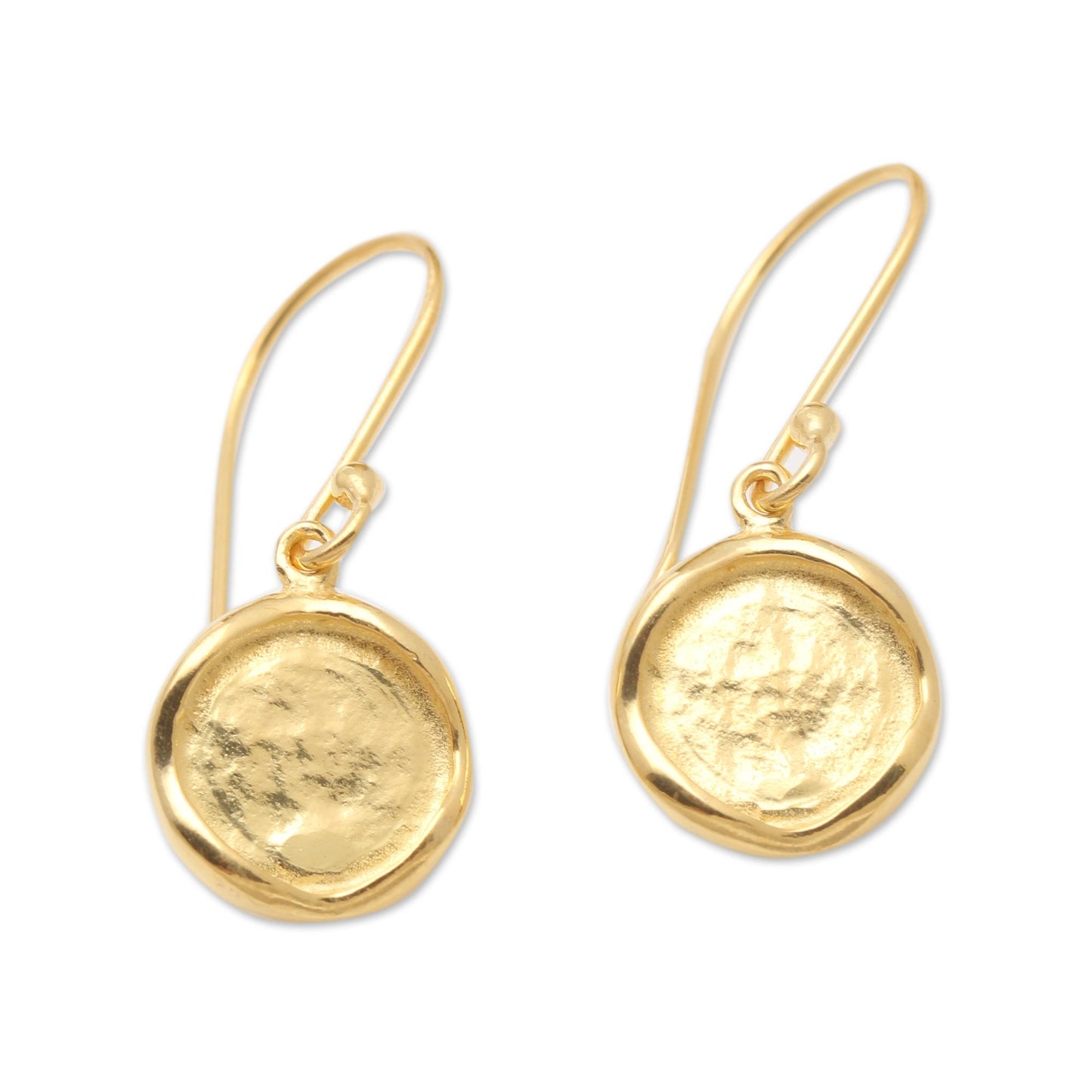 Mirror of Life Hand Crafted Gold-Plated Sterling Silver Dangle Earrings