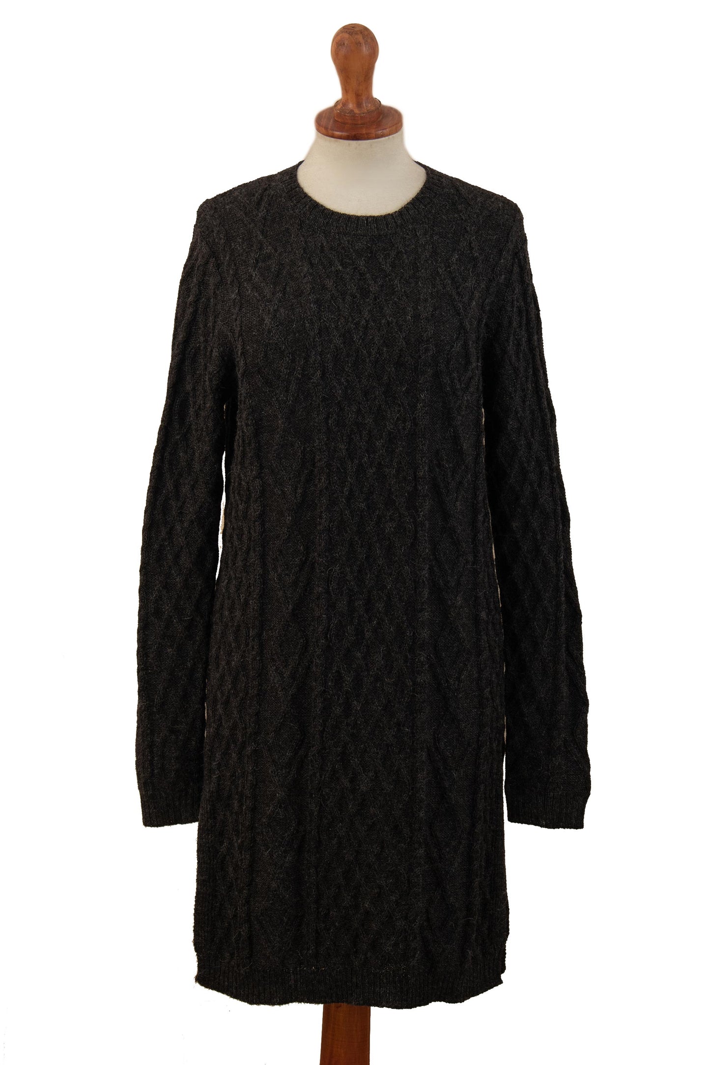 Long Lines in Charcoal Alpaca Tunic Sweater Dress