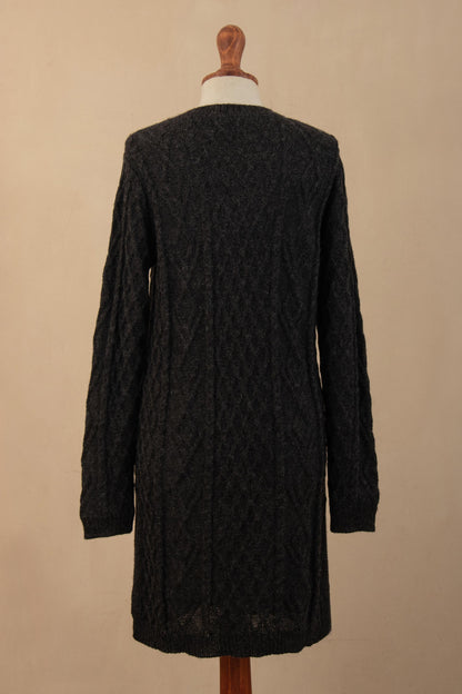 Long Lines in Charcoal Alpaca Tunic Sweater Dress