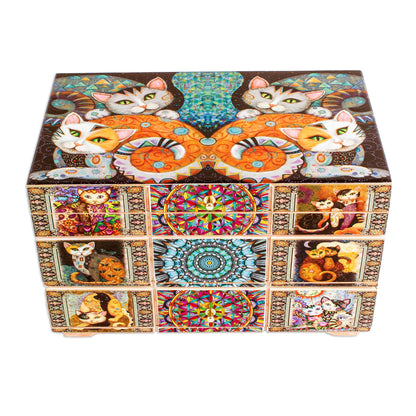 Protective Cats Decoupage Cats Jewelry Box from Mexico