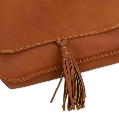 Cusco Eye Leather Messenger Bag with Wool Accent