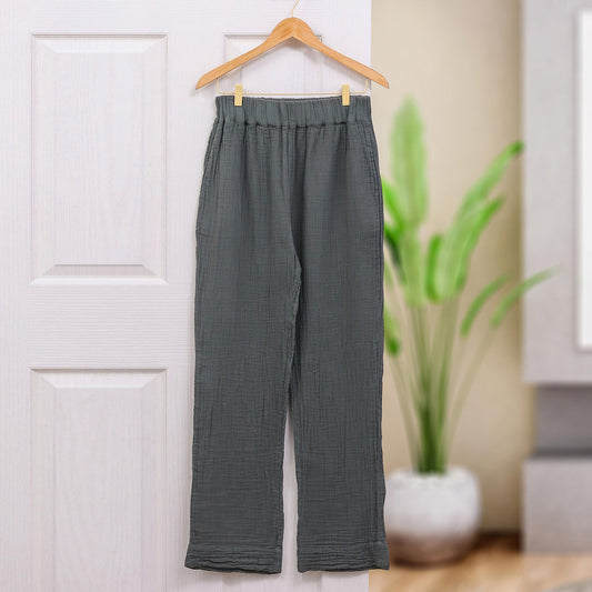 Cool Classic in Grey Hand Made Double Gauze Cotton Pants