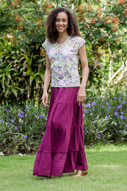 A Day Out in Mulberry Thai Cotton Double Gauze Skirt