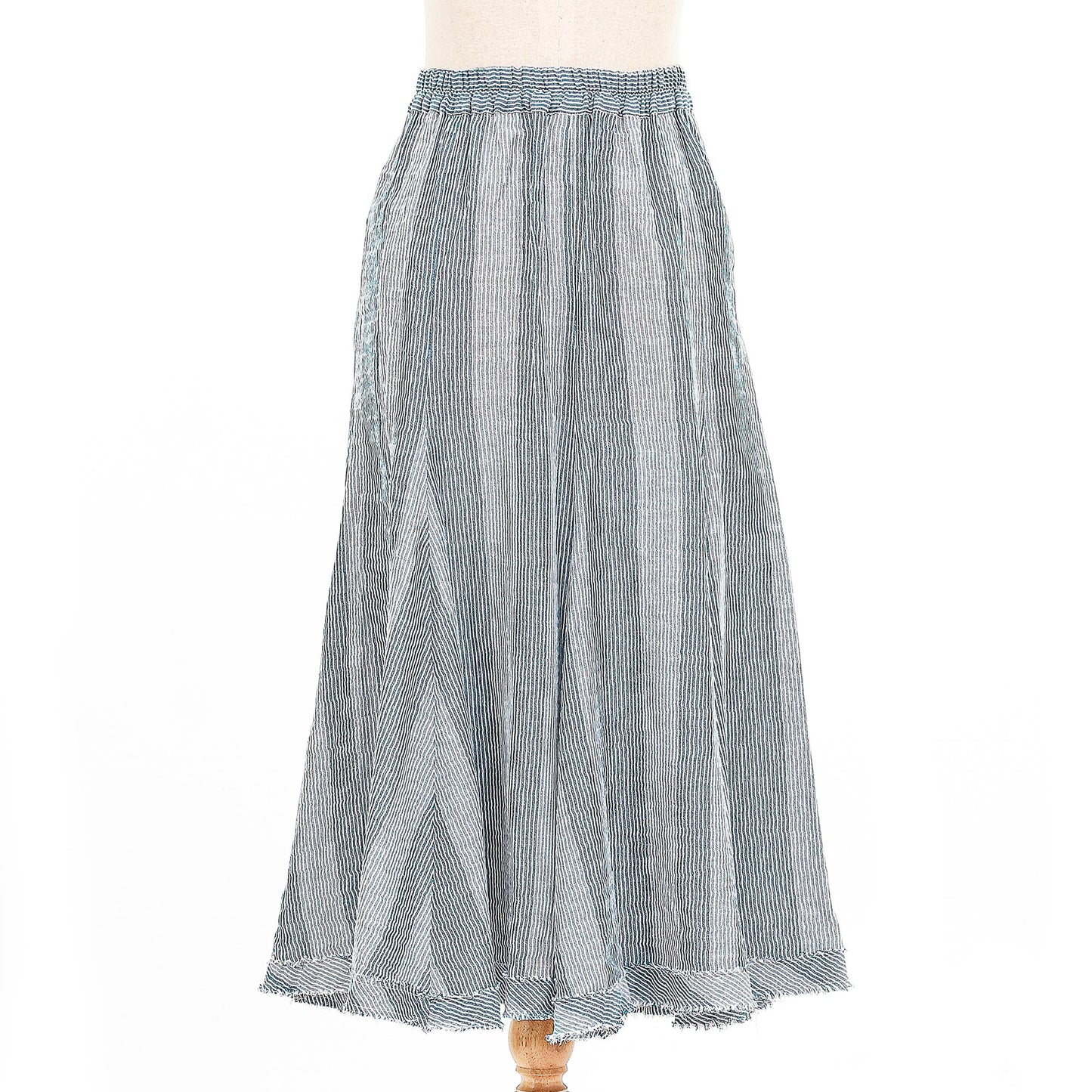 Blue Rain Striped Cotton Skirt from Thailand