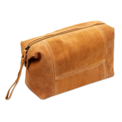 El Bajio Spice Brown Travel or Cosmetic Bag with Zipper and Strap