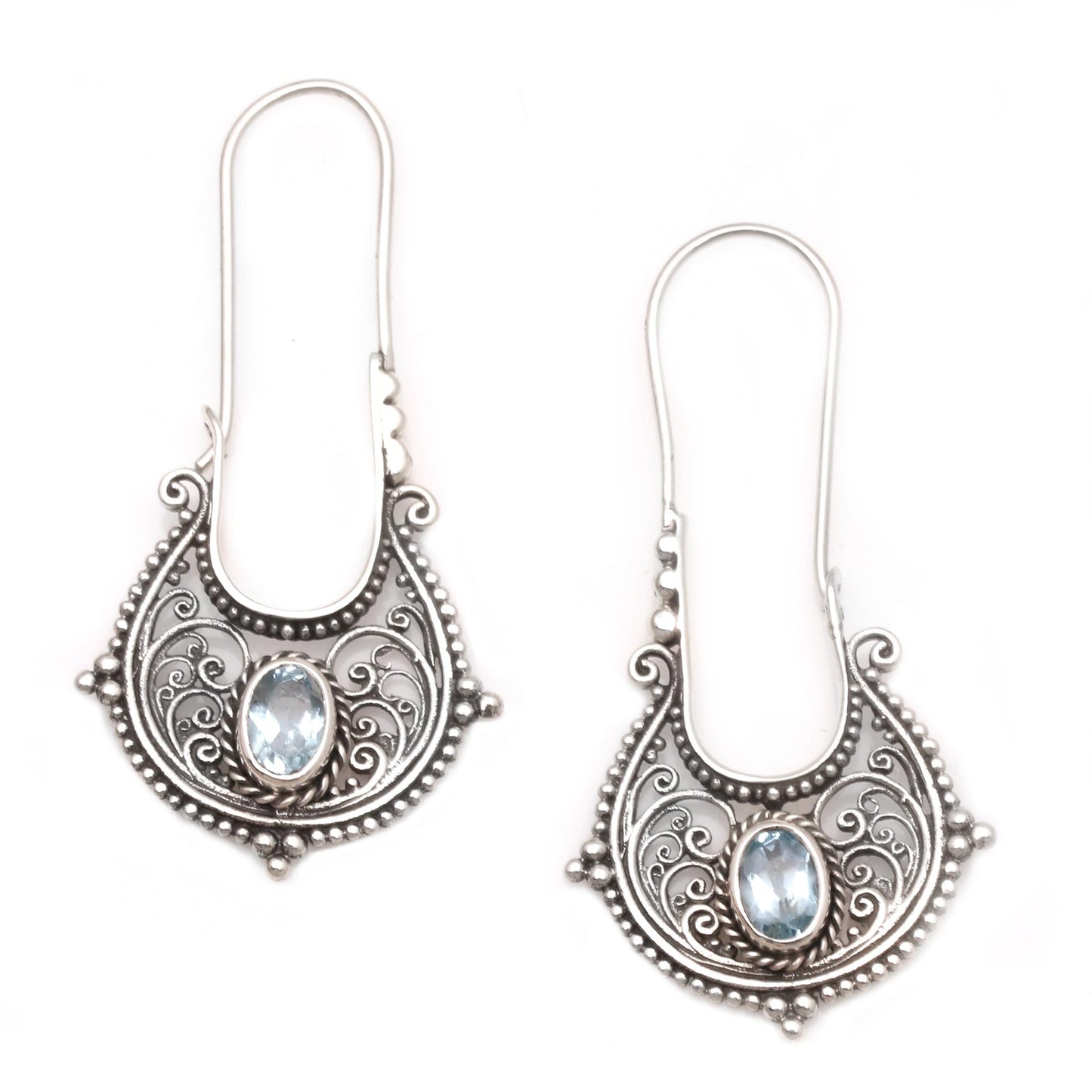 Fortunate Twist Blue Topaz and Sterling Silver Drop Earrings