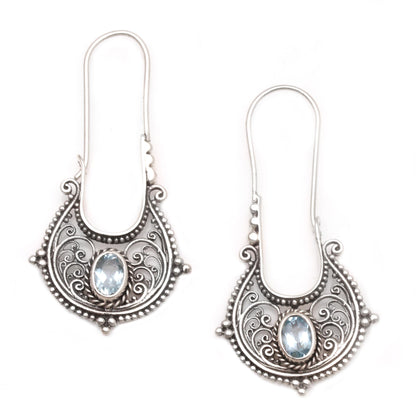 Fortunate Twist Blue Topaz and Sterling Silver Drop Earrings