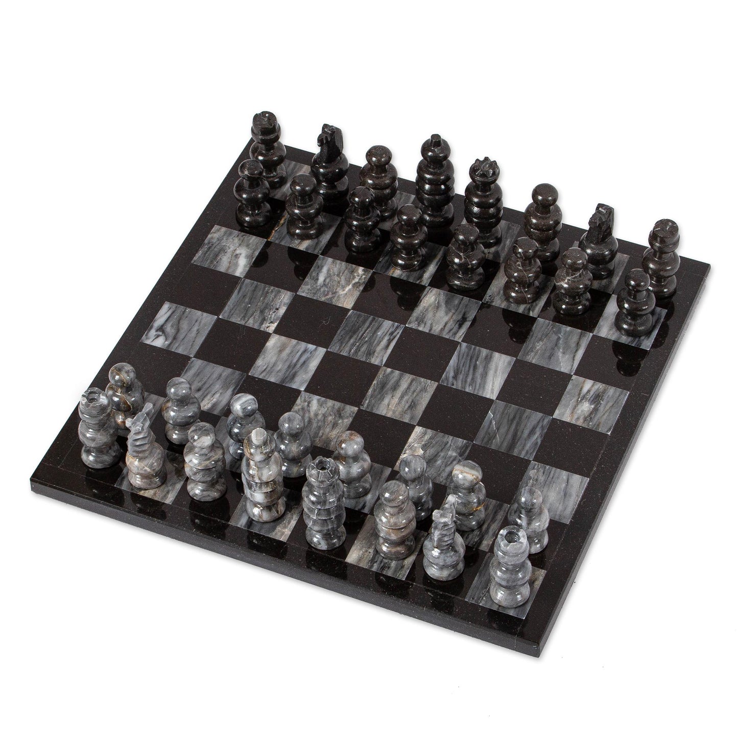 Check in Gray Handcrafted Mexican Marble Chess Set Game