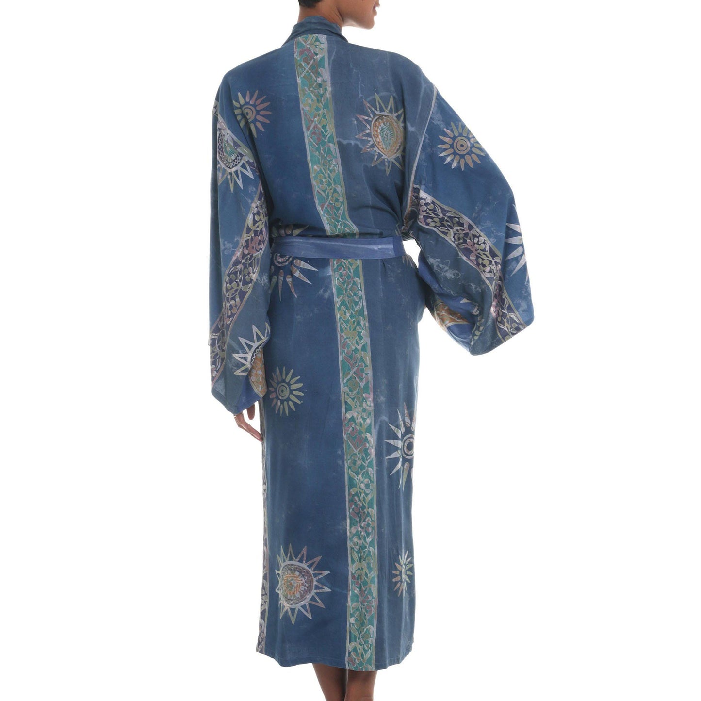 Midnight in Blue Women's Batik Long Robe
