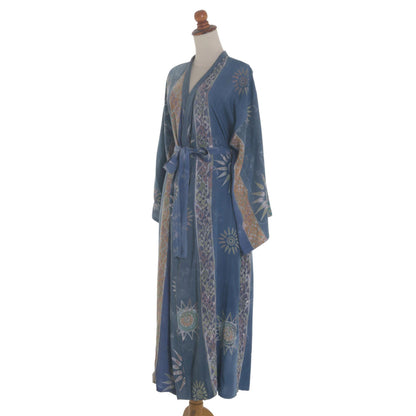 Midnight in Blue Women's Batik Long Robe