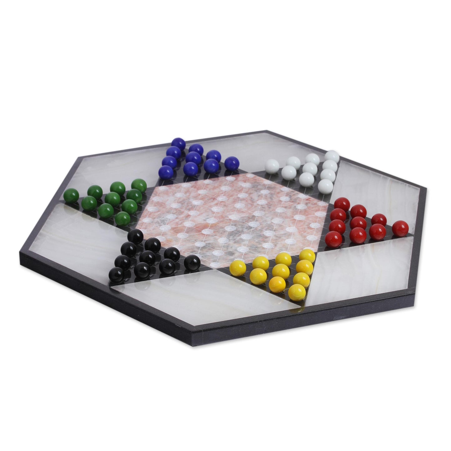 Colorful Contrast Hand Crafted Marble Chinese Checker Game Set