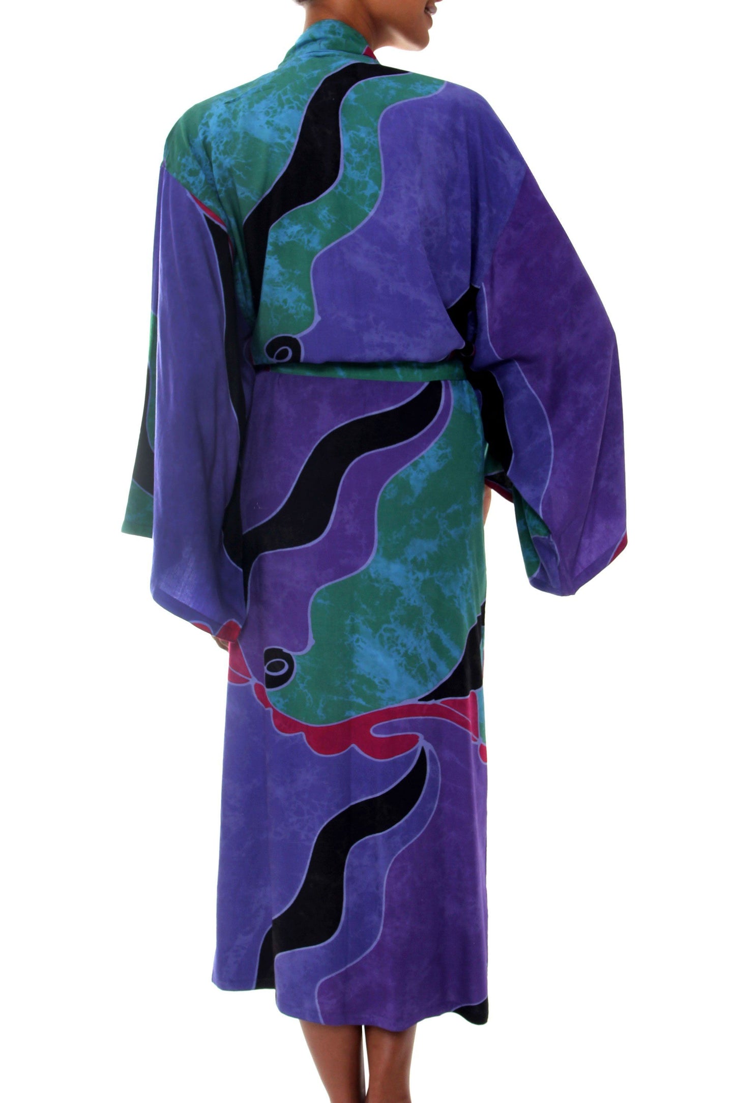 NOVICA - Handpainted Batik Long Robe
