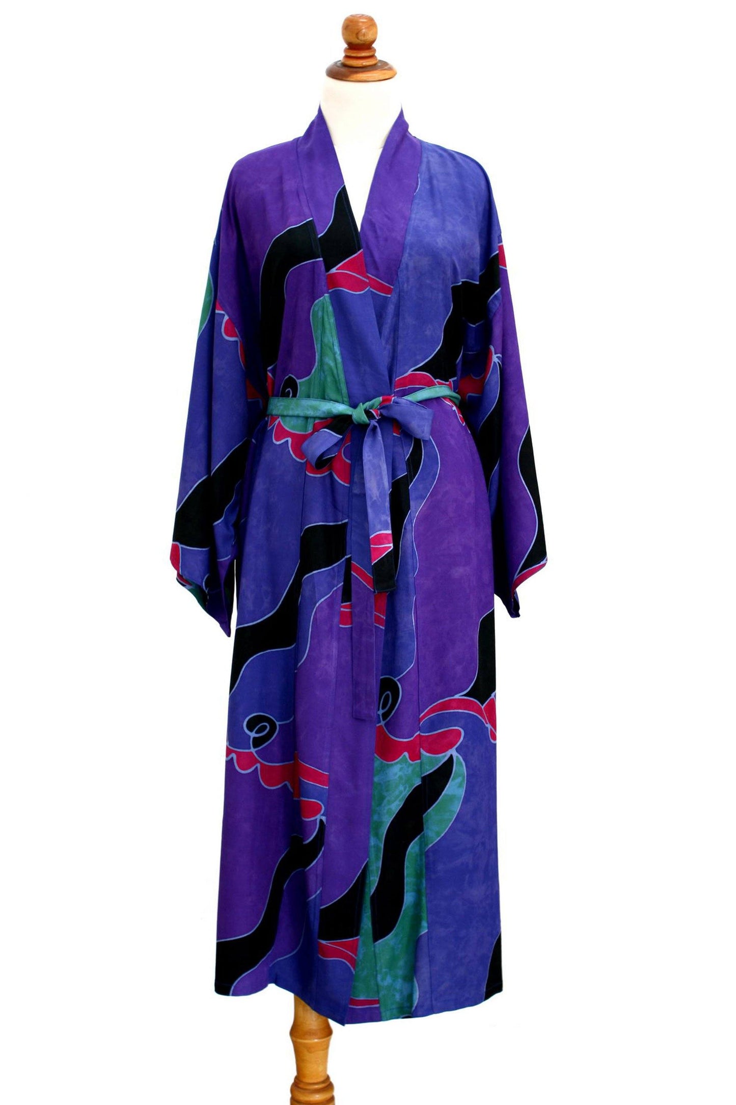 NOVICA - Handpainted Batik Long Robe