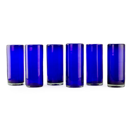 Pure Cobalt Blue Handblown Glass Cocktail Drinkware (Set of 6)