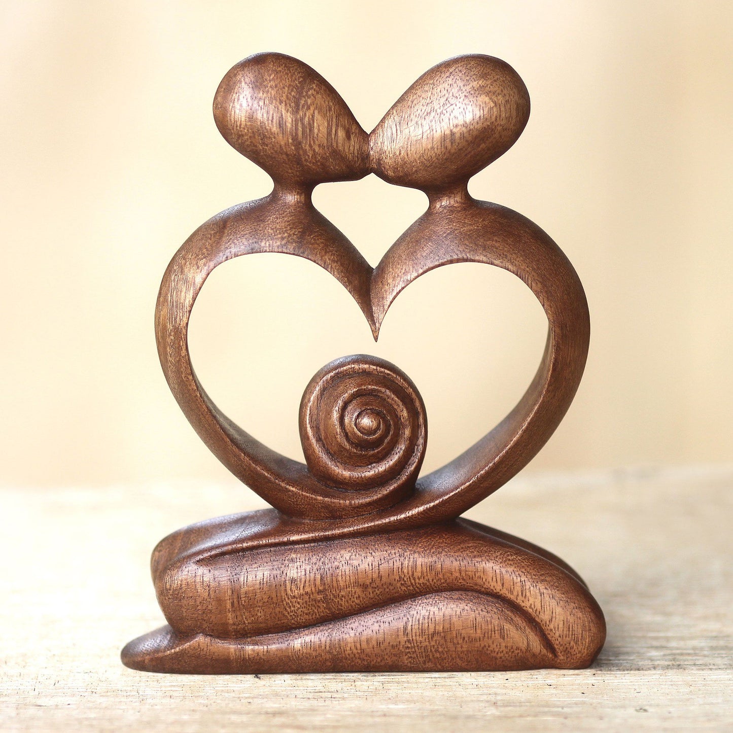 NOVICA - Romantic Brown Suar Wood Sculpture