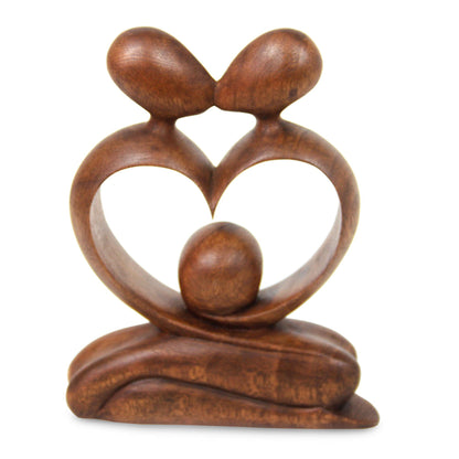 NOVICA - Romantic Brown Suar Wood Sculpture