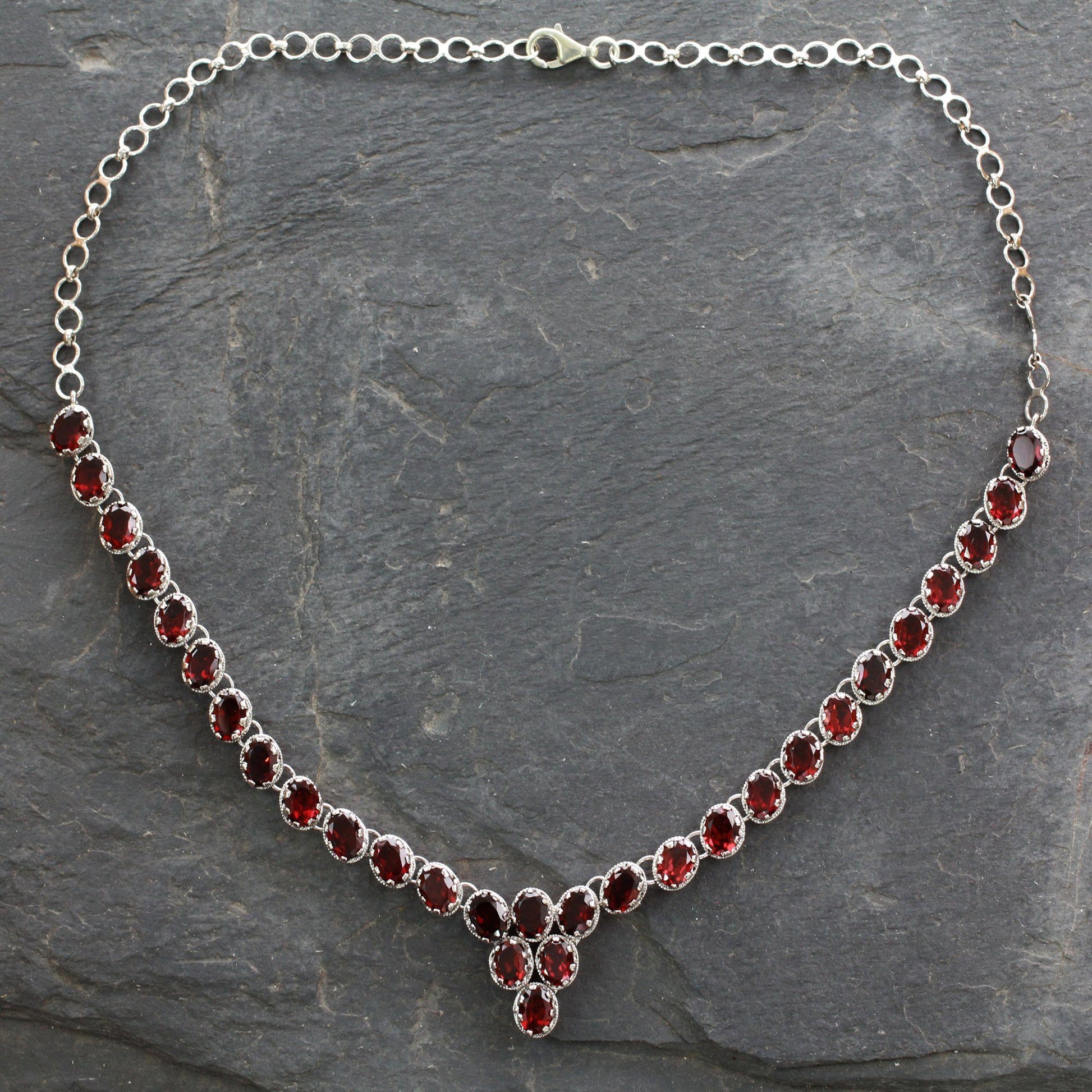 NOVICA - Cascading Crimson Garnet & Silver Choker Necklace