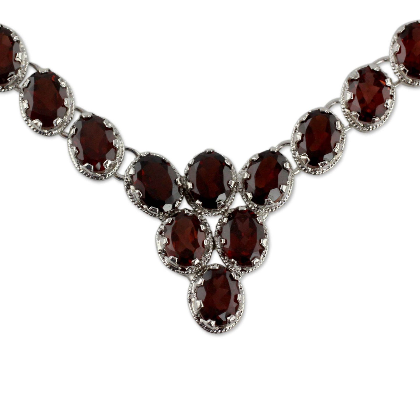 NOVICA - Cascading Crimson Garnet & Silver Choker Necklace