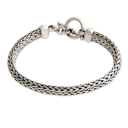 All Night Sterling Silver Men's Chain Bracelet