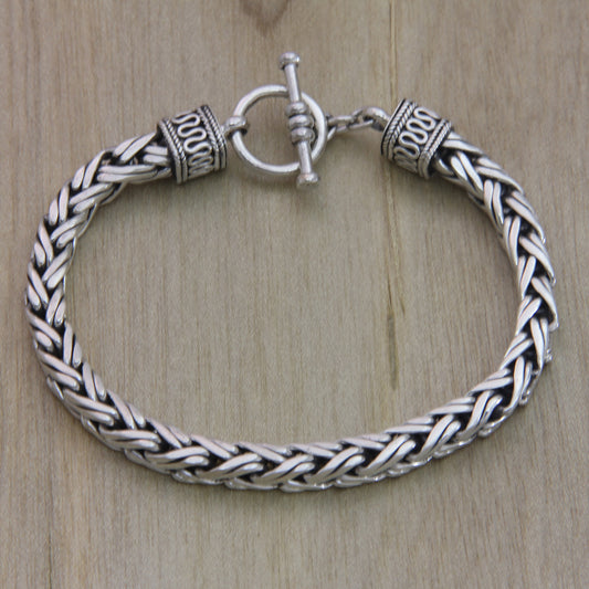 Passion Sterling Silver Men's Chain Bracelet
