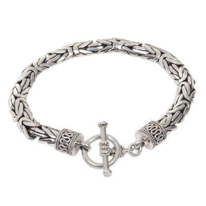 NOVICA - Men's Sterling Silver Dragon Chain Bracelet