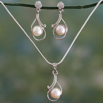 NOVICA - Pearl & Sterling Silver Bridal Jewelry Set