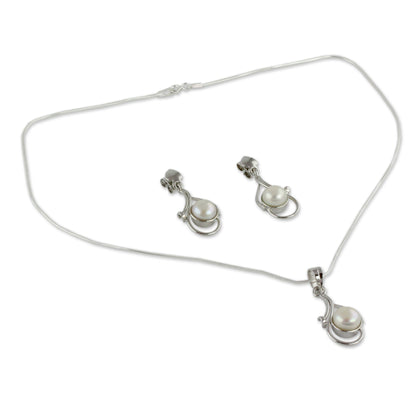 NOVICA - Pearl & Sterling Silver Bridal Jewelry Set
