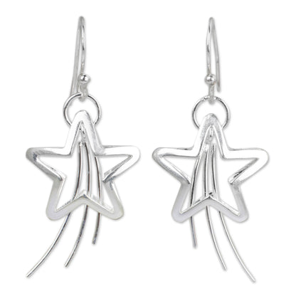 Shooting Stars Silver Dangle Earrings