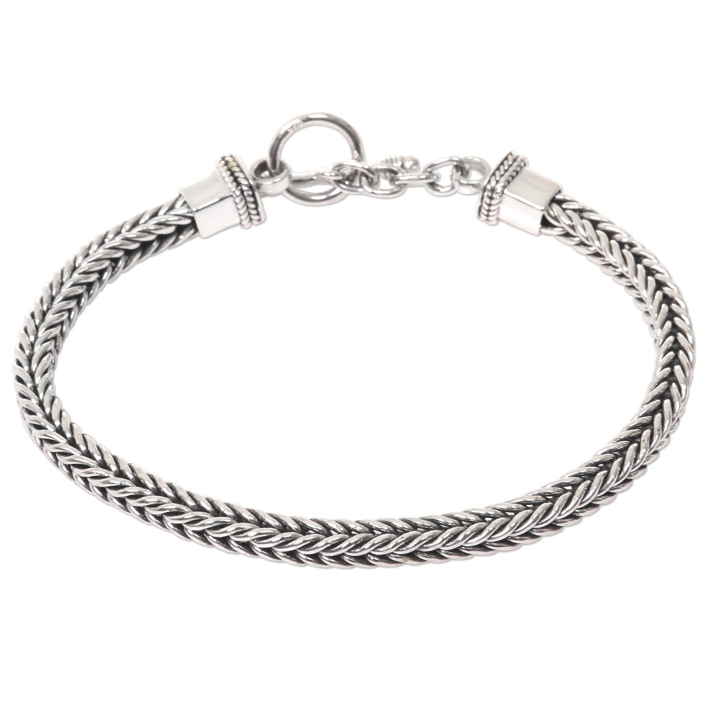 Dragon Braid Silver Men's Chain Bracelet