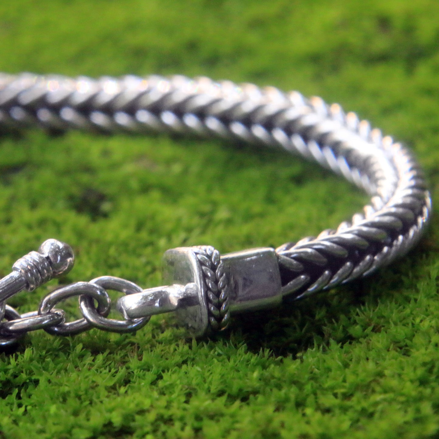 Dragon Braid Silver Men's Chain Bracelet