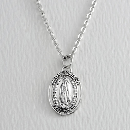 Our Lady Of Guadalupe Sterling Silver 18 Inch Necklace