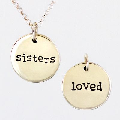 Sisters/Loved Double Sided Sterling Necklace