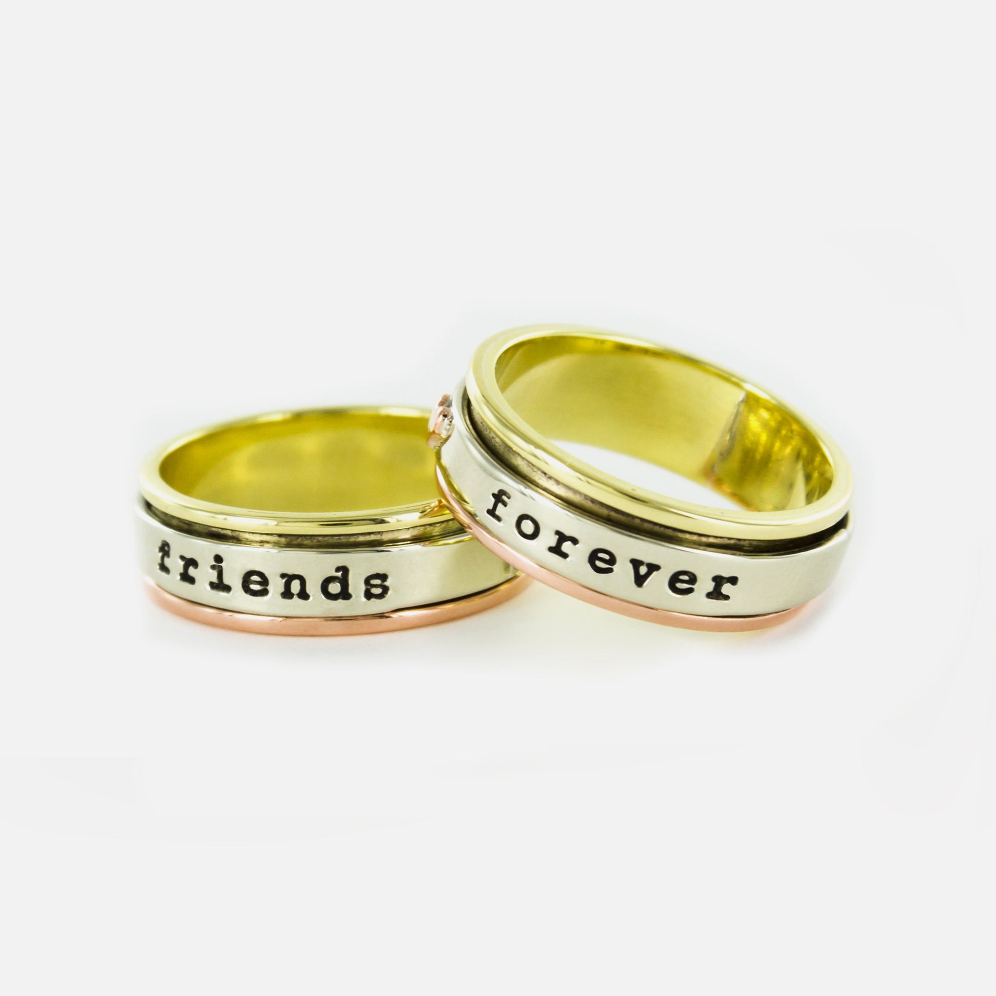 Friends Forever Sterling Brass & Copper Spinning Ring
